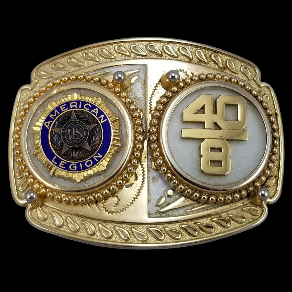 E & J Enterprises American Legion‎ 40 & 8 Gold Tone Western Style Belt Buckle